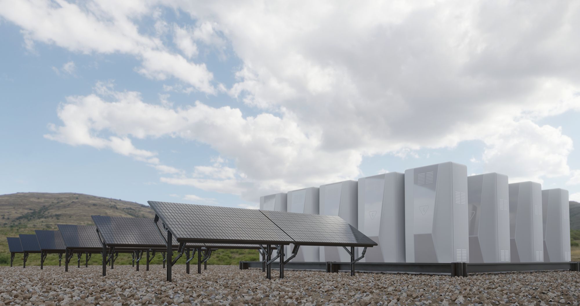 Freiflächen-Photovoltaik mit Batteriespeicher-Einheiten