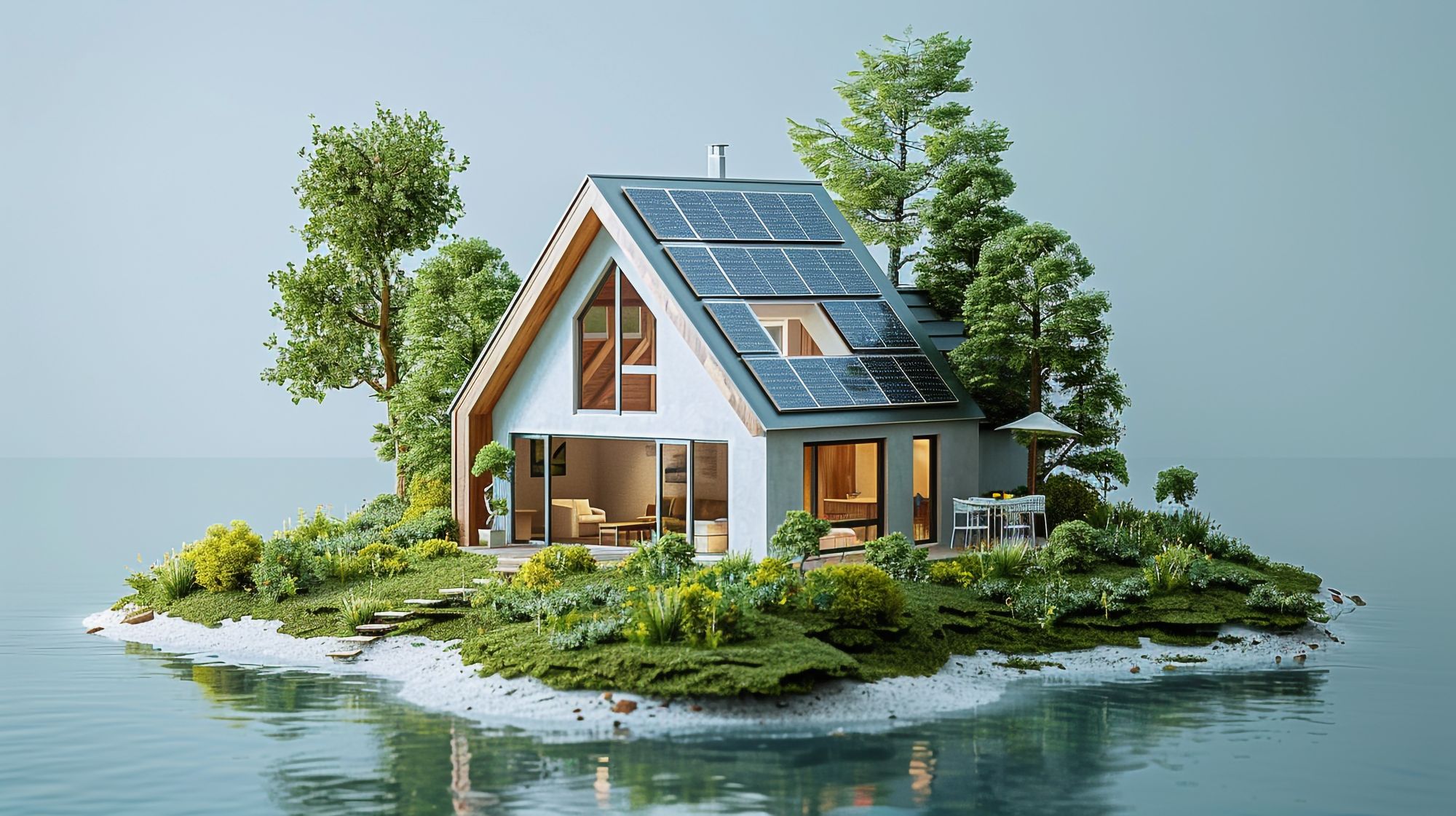 Wohnhaus mit Photovoltaikanlage auf dem Dach